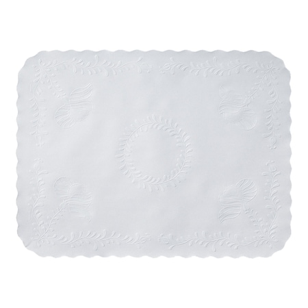 Smith Lee 14" x 19" Anniversary Embossed Scalloped White Paper Traymats PK 2000 PK TC8704462